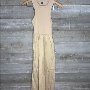 Old Navy XS nude beige racerback midi dress with pockets sleeveless